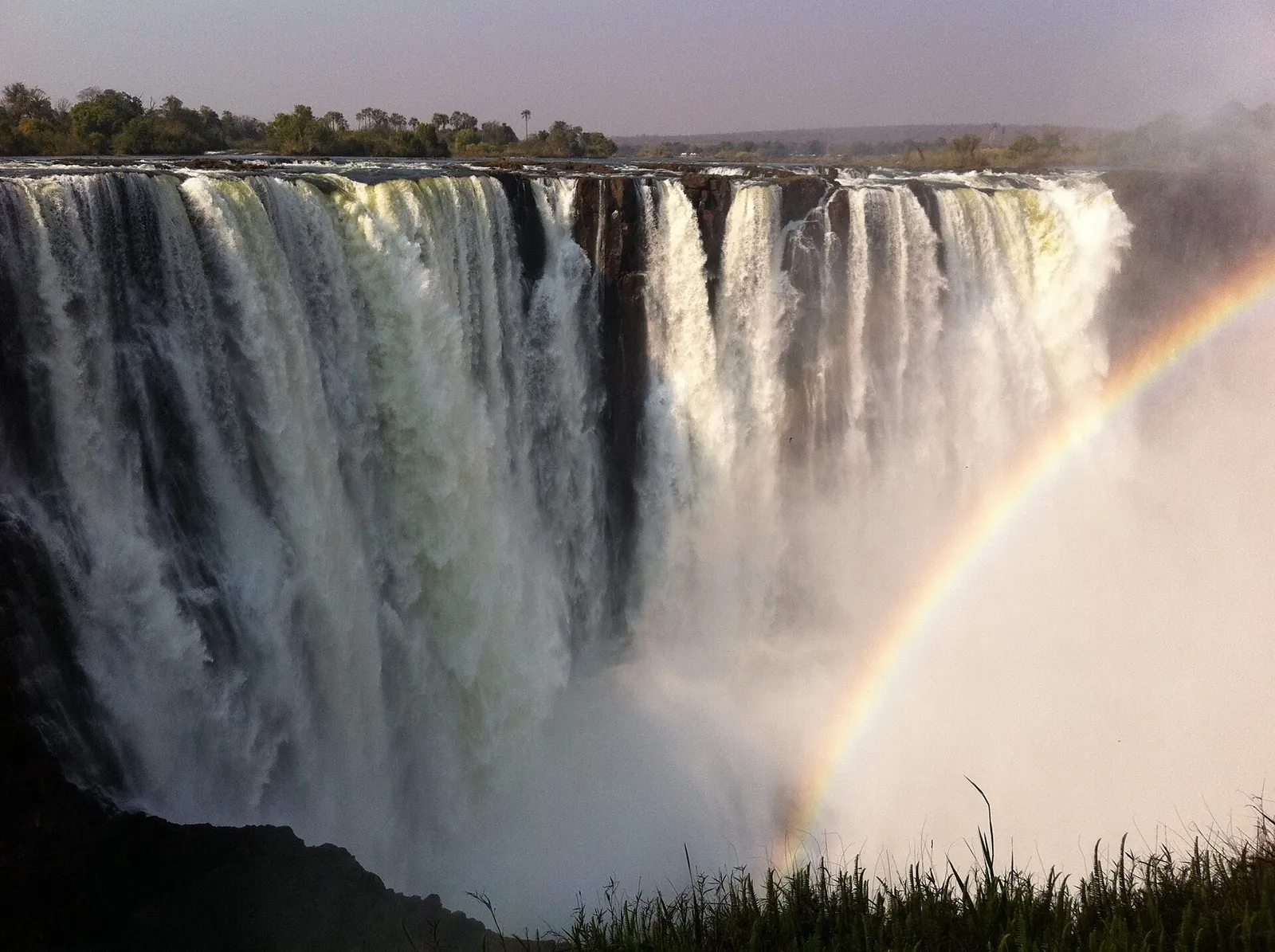 Main Falls with a rainbow in the spray, seen from the Zimbabwe side